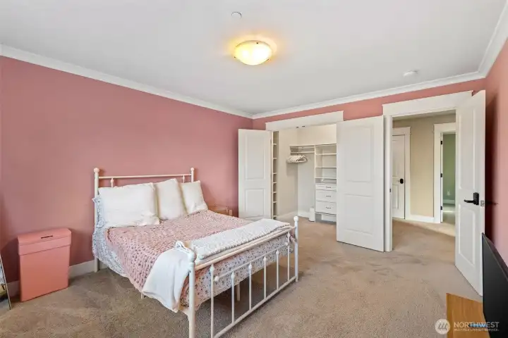 Large closets with built ins in each bedroom