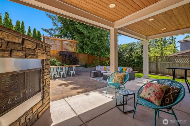 Fireplace on the undercover patio