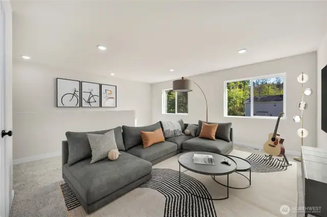Virtual staging of upstairs open Loft.