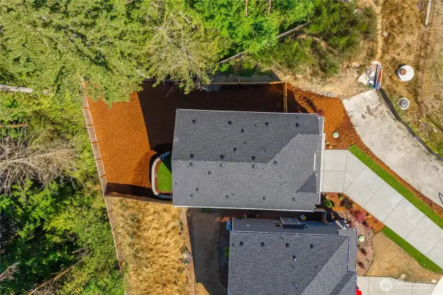 Arial view, surrounded by greenbelts on two sides!
