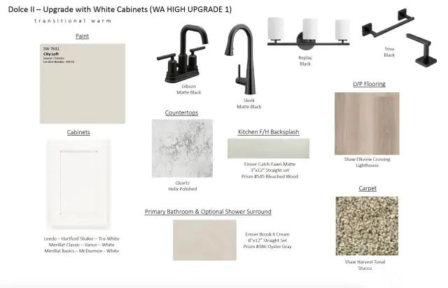 Interior Color Selections for the subject property.