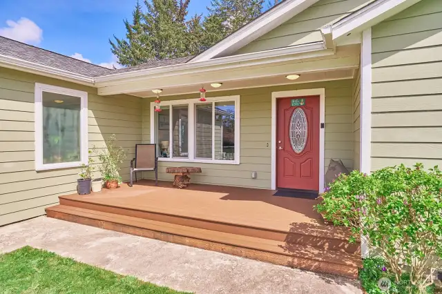 Welcoming west-facing front porch