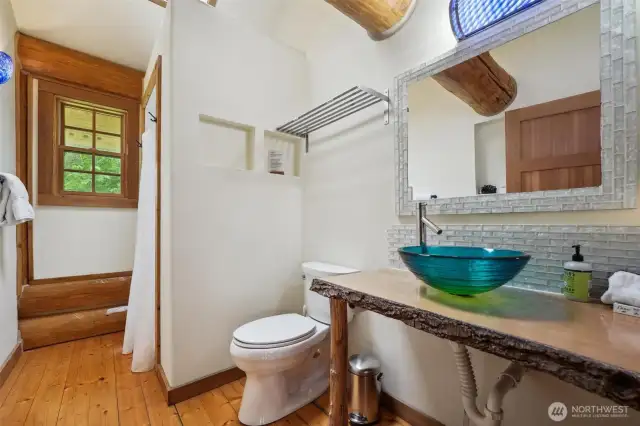 The second floor bathroom with lovely details.