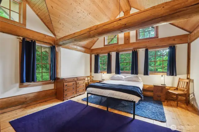 One of the two spacious bedrooms upstairs.