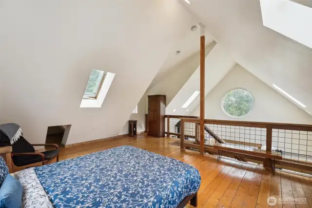 The loft upstairs in the cabin.