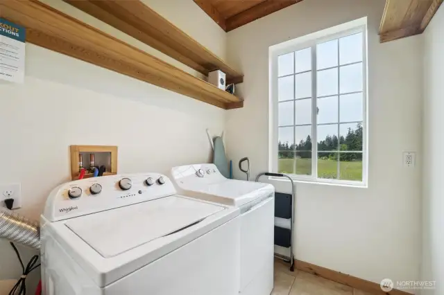 The cabin has its own laundry room.