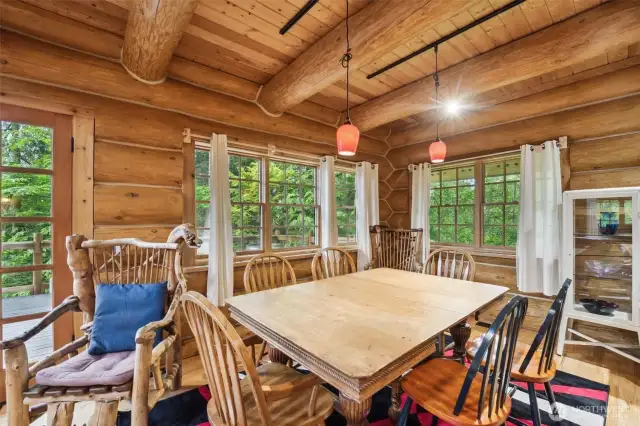 Enjoy dining and entertaining while looking out at your 2.6 acres and water view.