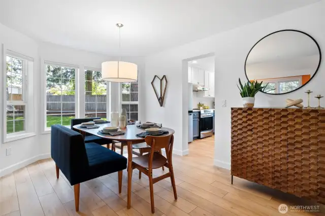 The dining room is just off the living room.
