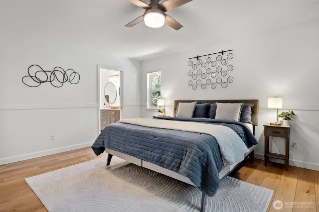 The primary bath and closet sit just off the bedroom.