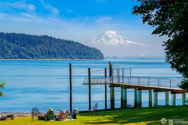 Enjoy Mt. Rainier from your exclusive beach as part of the Sea Cliff Estates HOA.