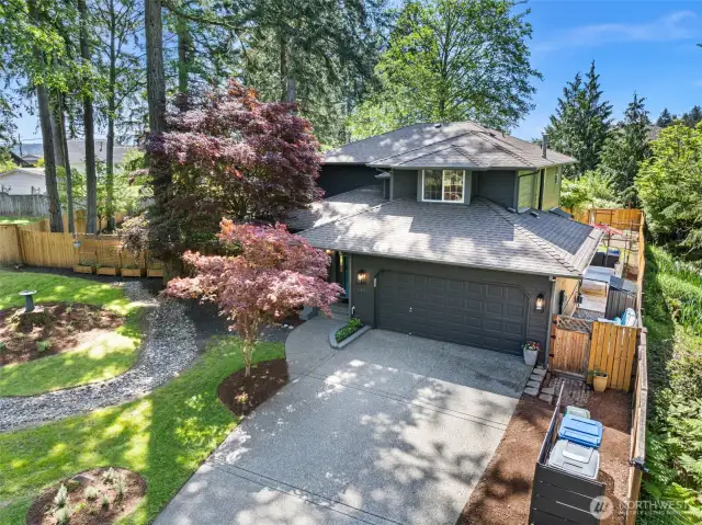 Wetlands to the right of the home provide privacy.