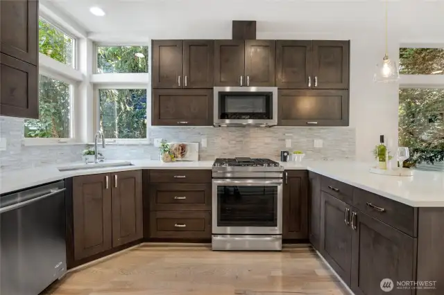 Very efficient and stylish kitchen.
