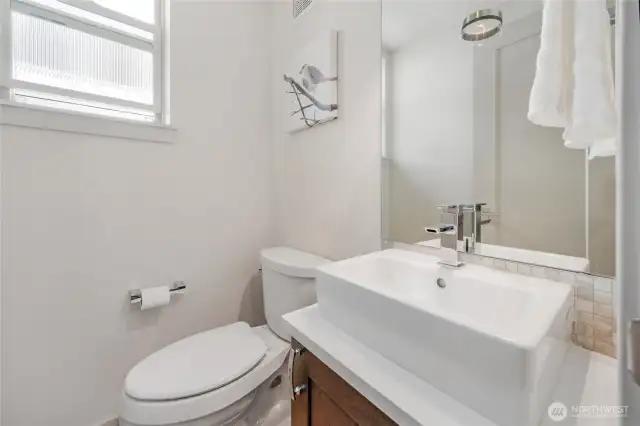 Guest bath in a very convenient location.