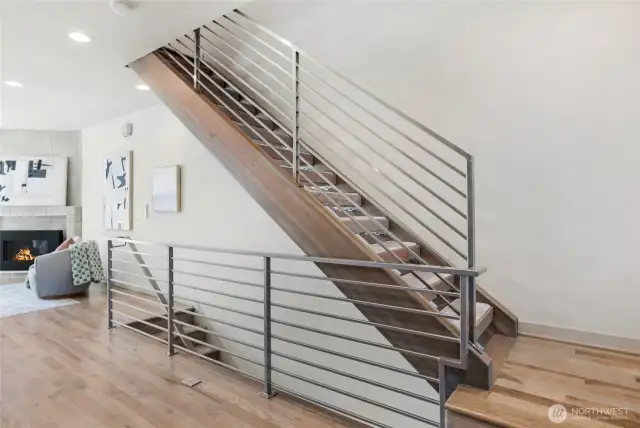 Floating staircase design is very cool.