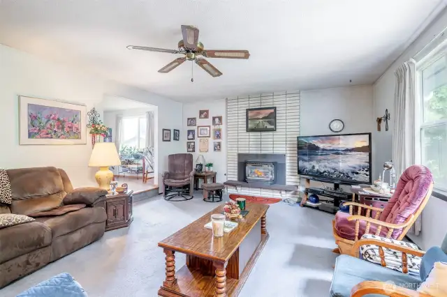 Cozy gas insert in living room.