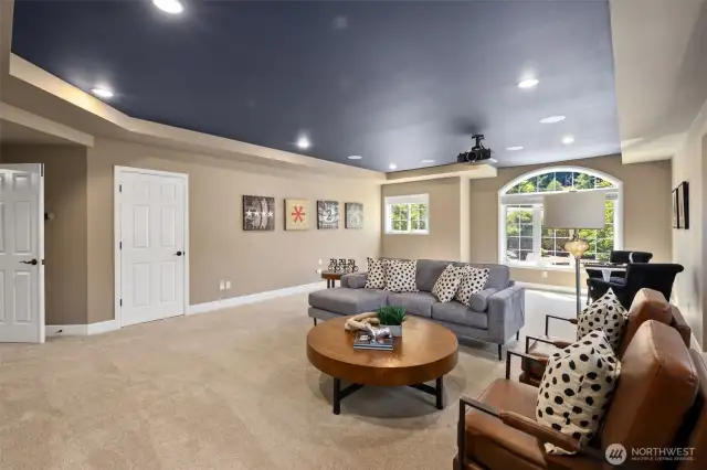 Screen, projector and surround sound speakers included.
