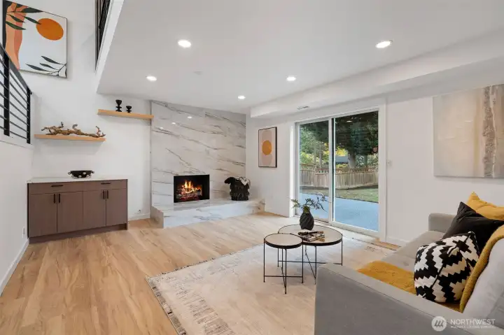 Lower. level living room w/ gas fireplace