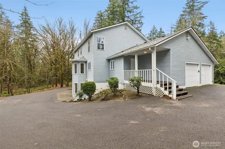 Loads of parking surround the home via the large and wide circular driveway surrounding the home. The Full daylight basement with separate entrance has parking near the entry door.