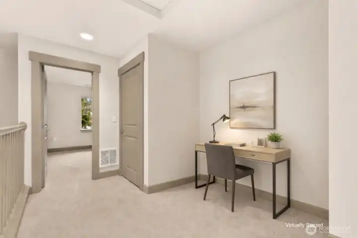 Seating/office nook virtually staged