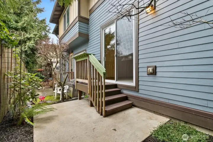Mostly private back deck and patio