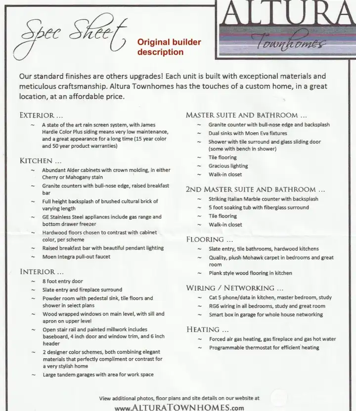 Home descriptions from original builder - something fun to know.