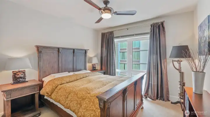 Owner's suite bedroom with huge walk-in closet and attached 3/4 bath