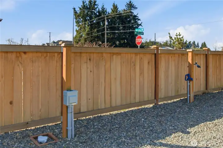 RV water & power hook ups installed on gravel pad