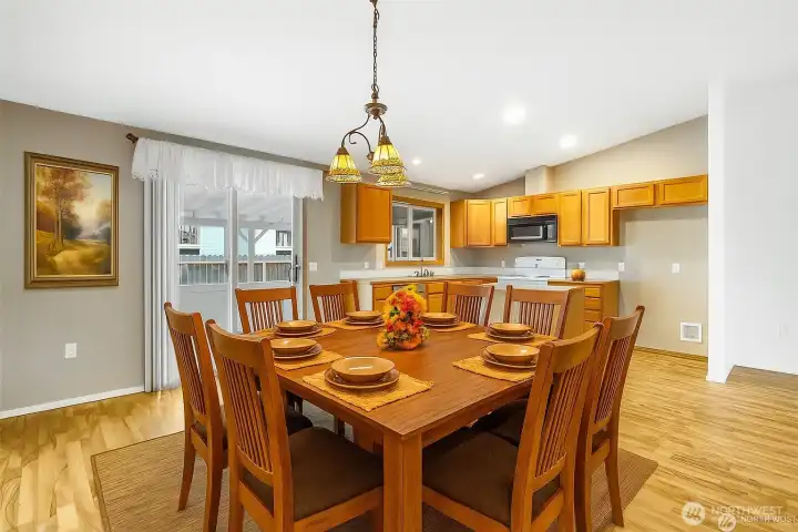 Virtually staged dining room.