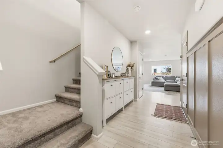 Entry leads to an open concept main level