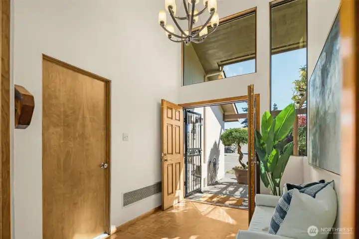 Soaring ceilings create a welcoming vibe