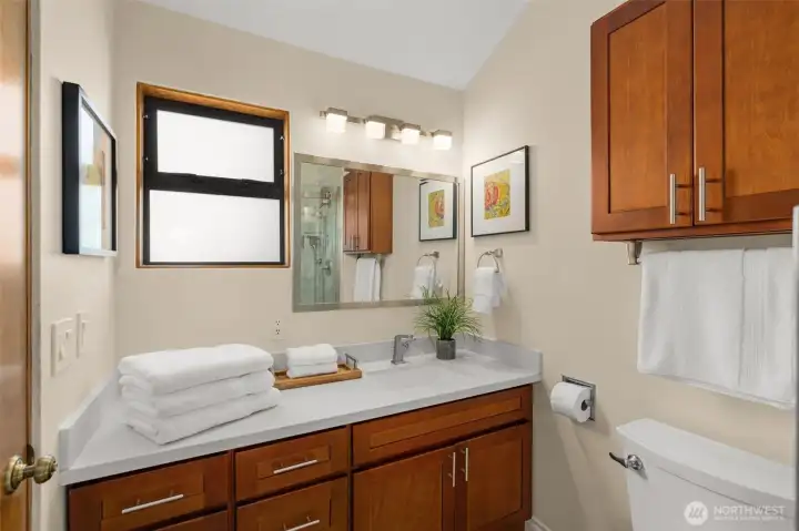 Updated bathroom in primary suite