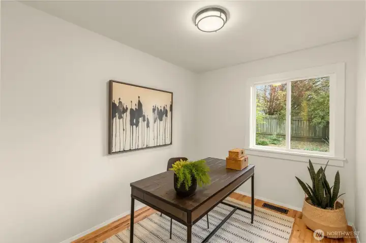 One of the three additional bedrooms. This cozy one is ideal for an office.
