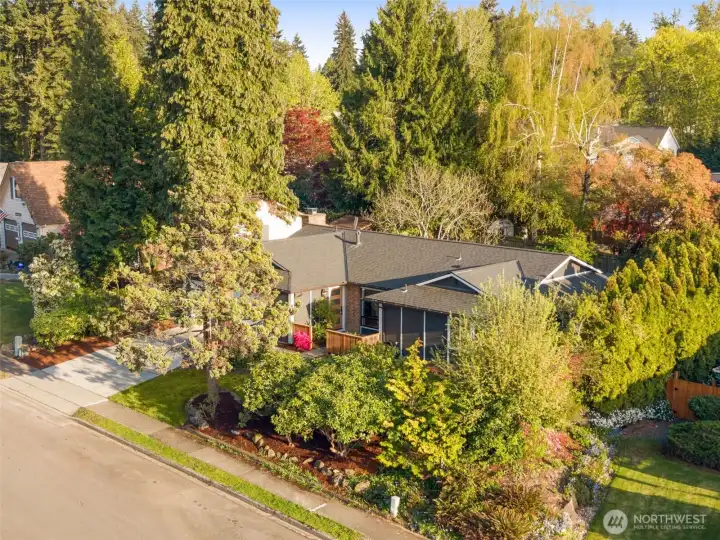 Aerial view of home. Located on a quiet cul-de-sac in premier neighborhood Rolling Hills. Newer roof installed in 2020.