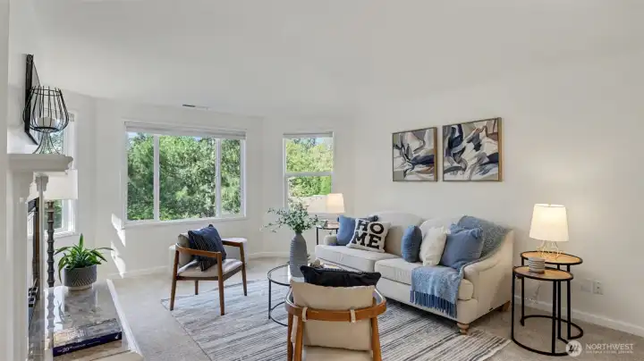 Main living area is great for entertaining or cozy nights by the fire.