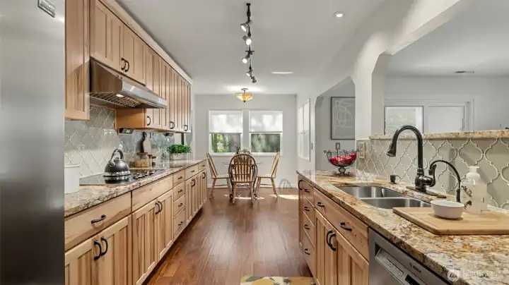 Underlighting in the kitchen gives it that high end feel.