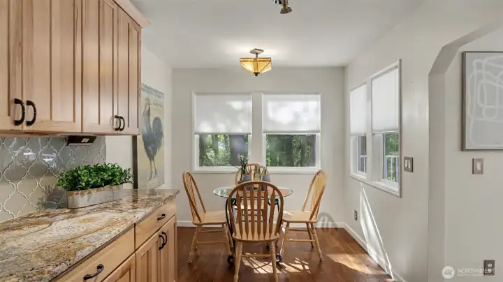 Convenient breakfast nook for those casual meals at home.