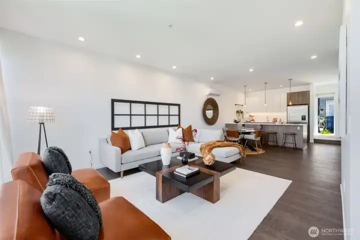 Large open concept living for entertaining.