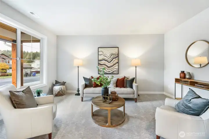sitting area/living room with large windows