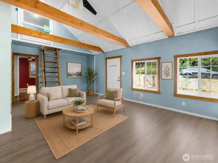 Living room virtually staged