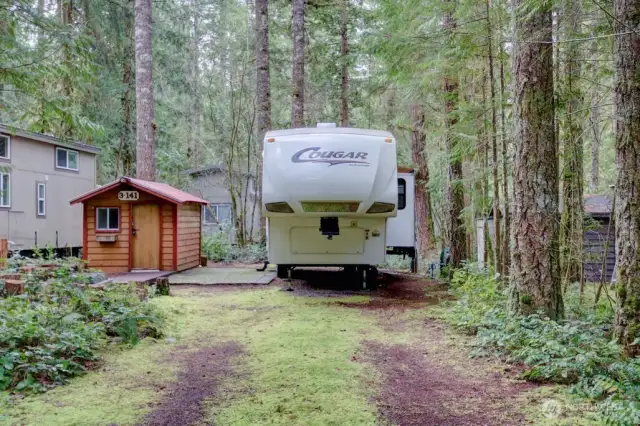 Setback space - Trailer not included but shed is included
