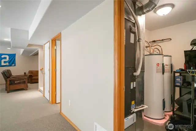 Water heater located on the lower level
