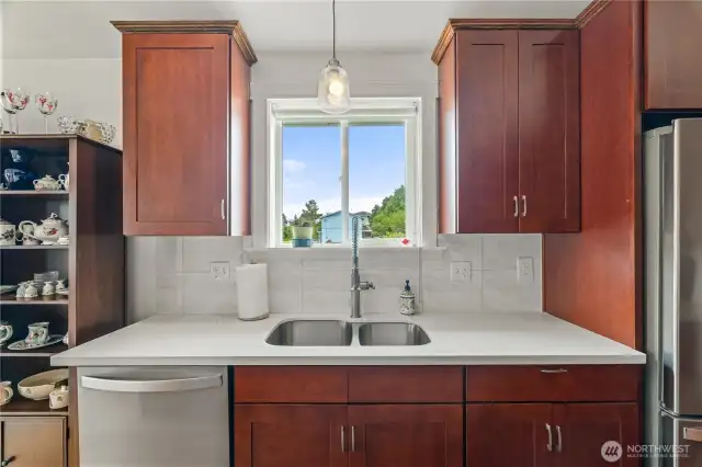 West facing window over the sink