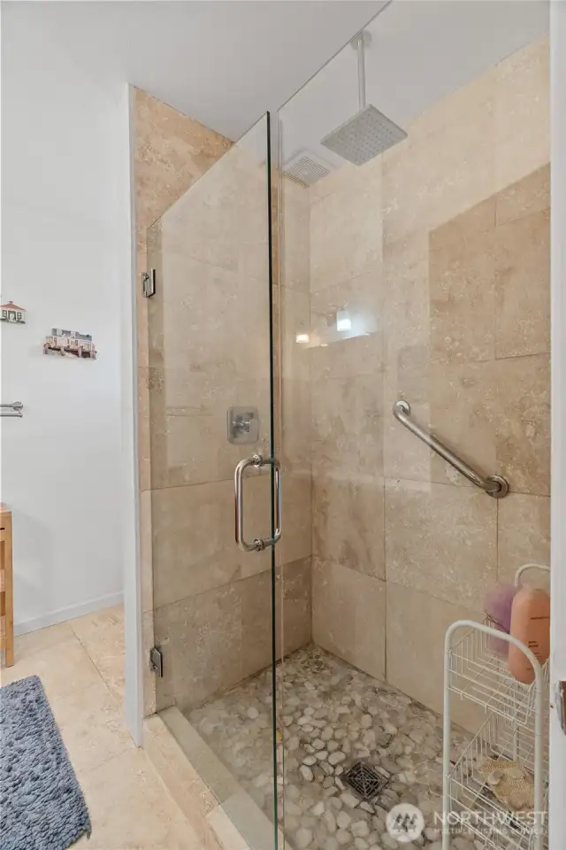 Gorgeous custom tile & stone shower