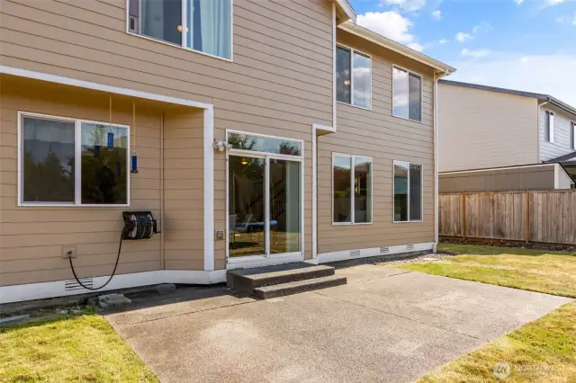Concrete patio off kitchen