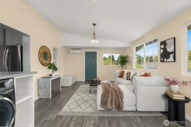 Family room was also used as a larger dining room by the owners
