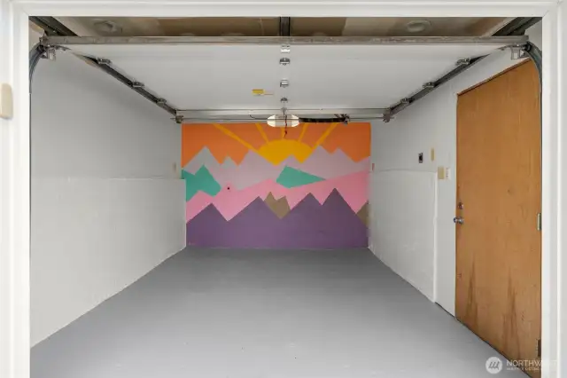 Attached 1-Car Garage Bay off the alley side
