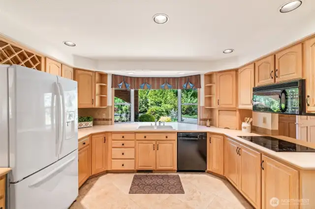 Extended depth kitchen counter at sink ideal for plants that thrive in natural light.