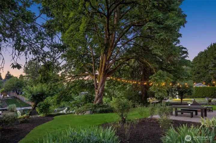 As twilight falls, the home glows with warmth and charm. Thoughtful exterior lighting highlights the architecture and creates an inviting evening ambiance.