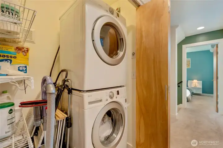 Laundry and storage on the second level