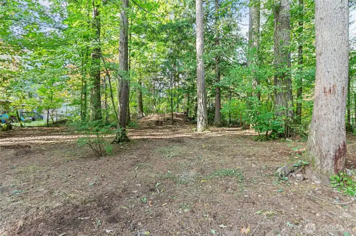 Well over 1/2 acre. Woods and sun - you get it all!